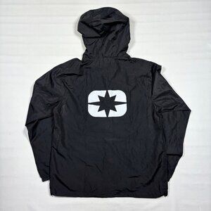 Polaris Black Lightweight Hooded Full-Zip Windbreaker Rain Jacket Mens Medium